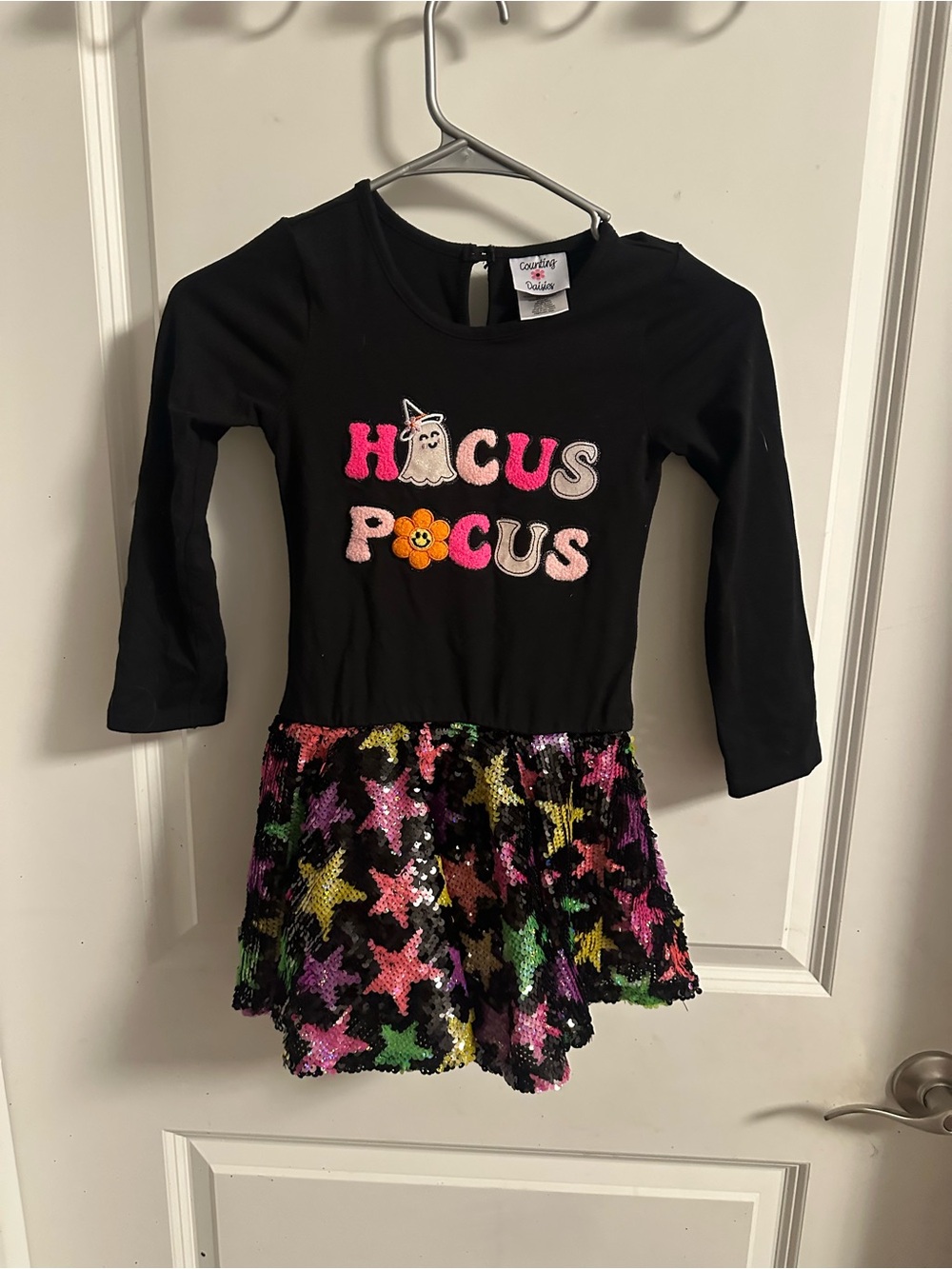 Black "Hocus Pocus" Sequin Star Kids Costume Dress